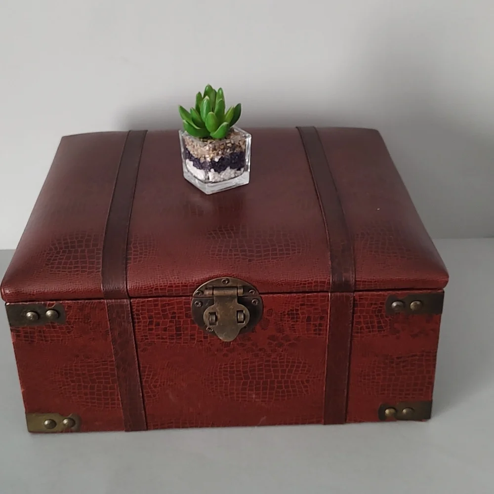 Vintage Decorative Storage Padded Vinyl  Storage Heavy Box Excellent Condition